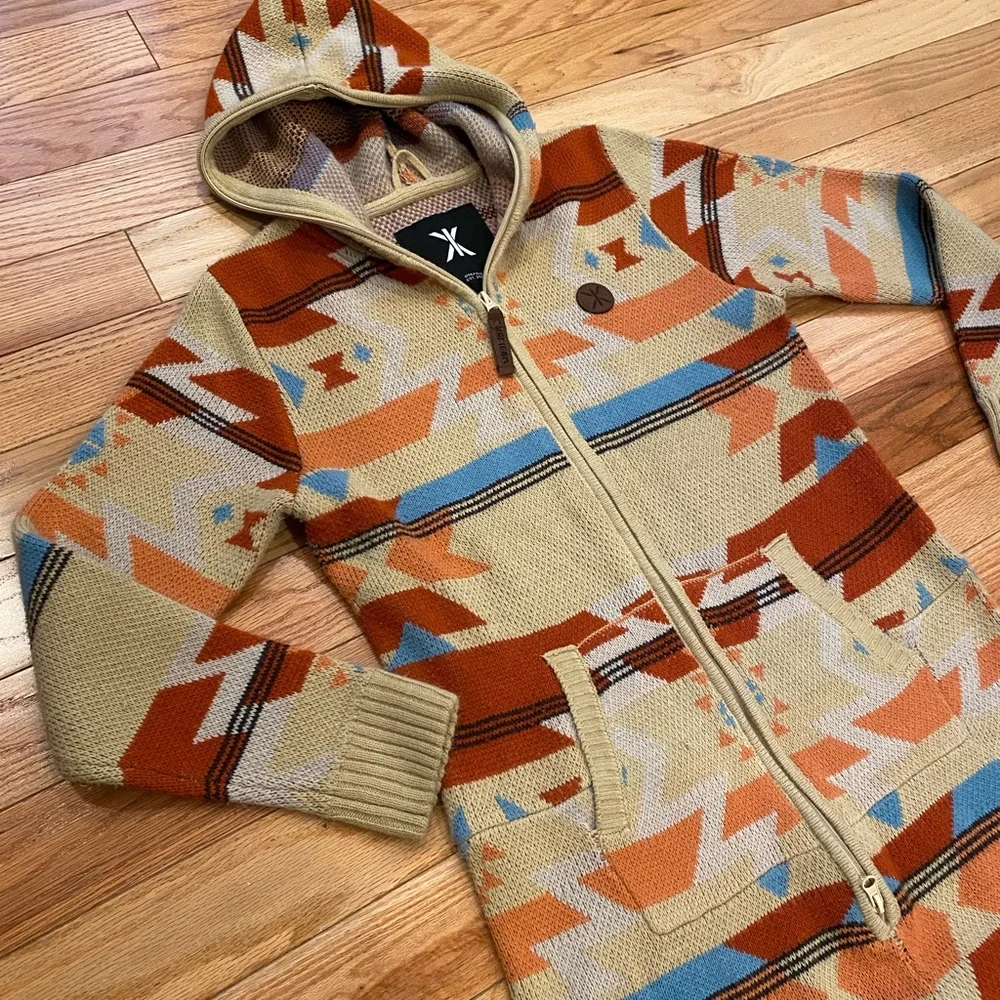 Onepiece Norwegian Zip-Up Hooded Sweater-Knit Geo Design Onesie - Unisex XS - Picture 2 of 15